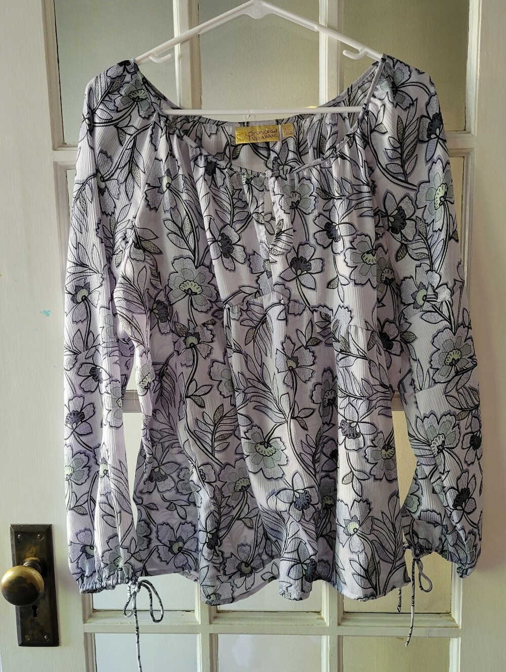 Princess Vera Vera Wang Light Blue Babydoll Long Sleeve Floral Tunic top XL